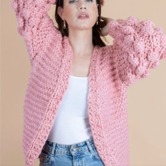 Boho Chunky bubble Cardigan Knit kimono Amazing Style With our not so large Baub - Picture 3 of 4